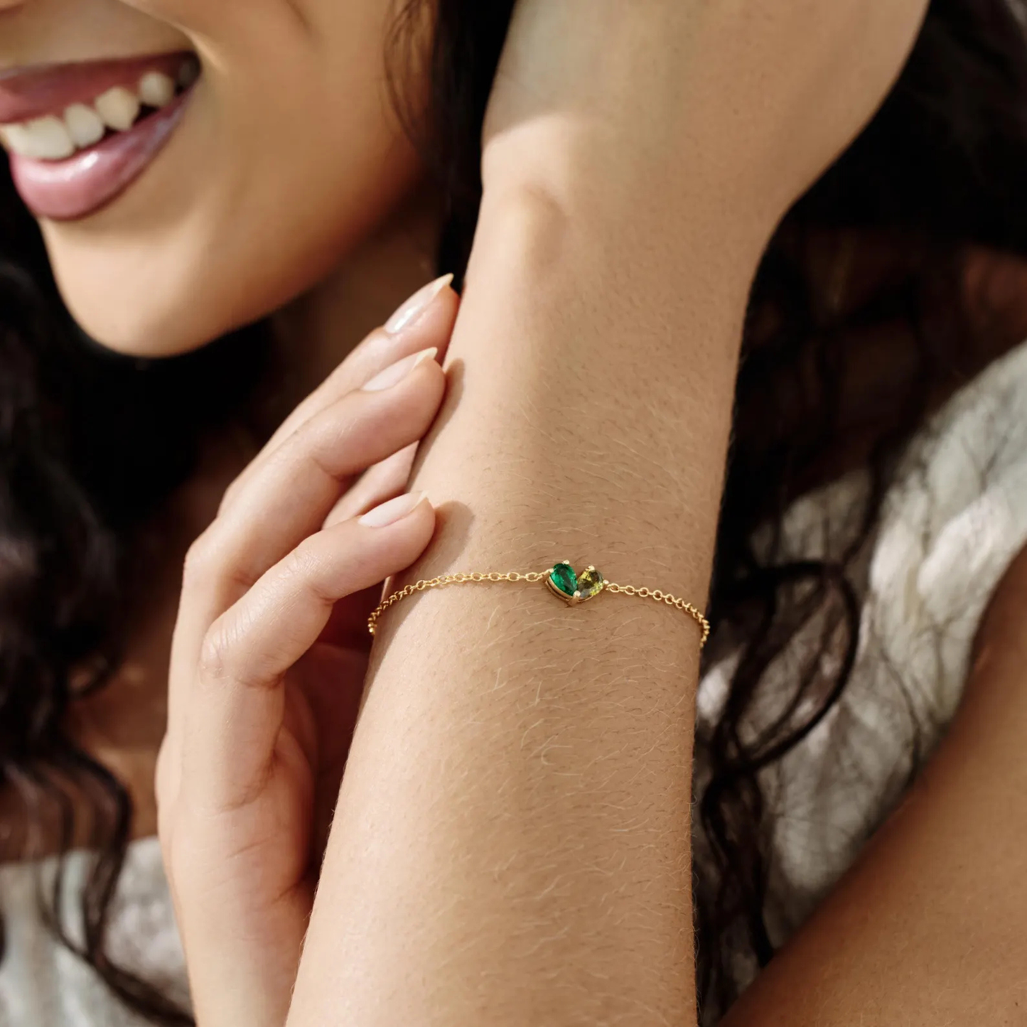 Custom Double Birthstone Heart Bracelet