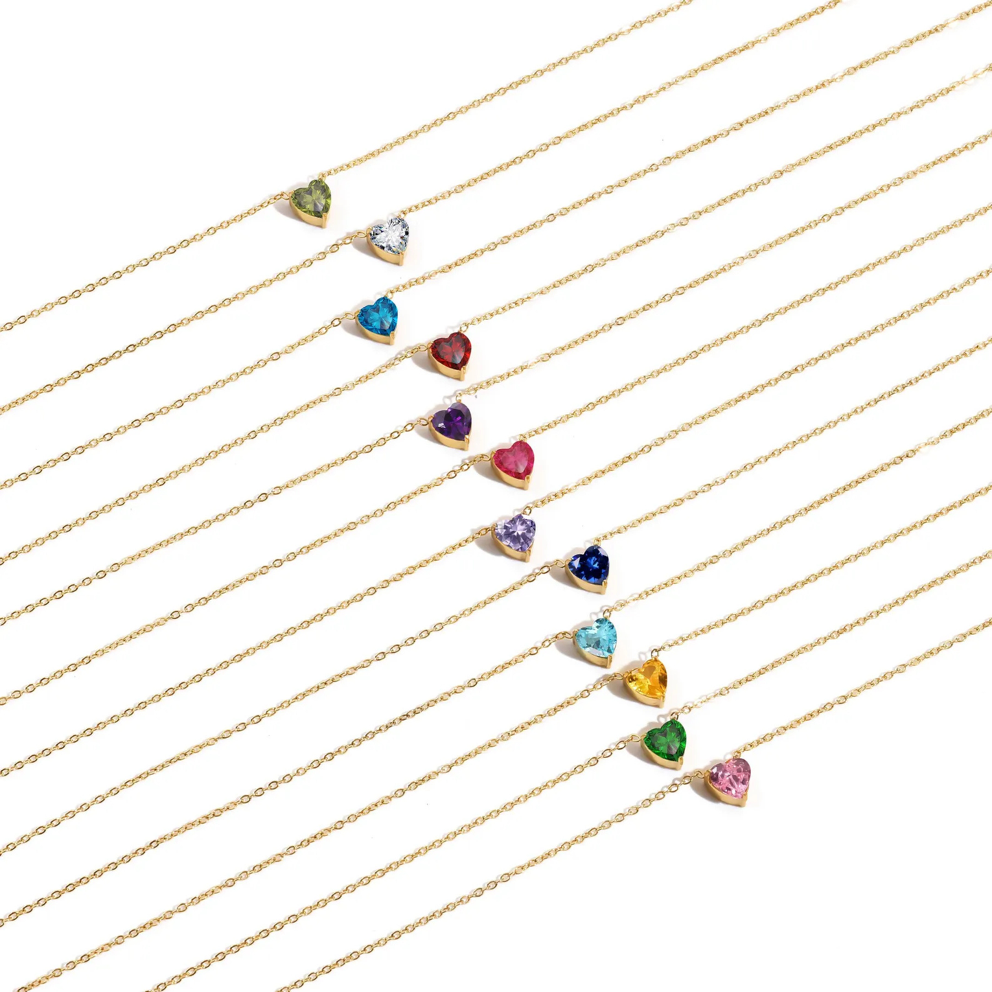 Custom Birthstone Heart Necklace