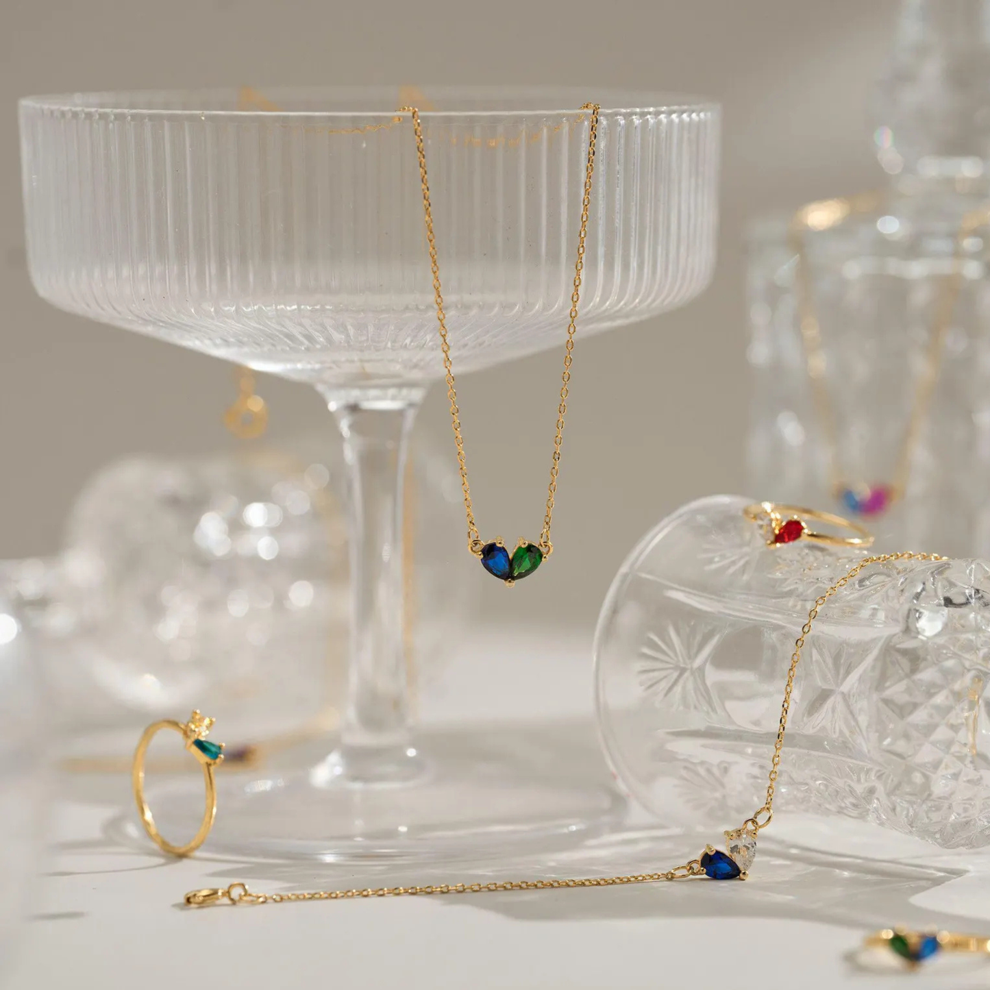 Custom Double Birthstone Heart Bracelet