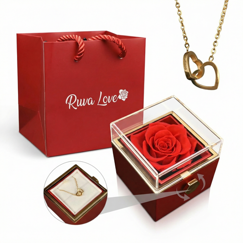 Eternal Flower Box with Hidden Engraved Necklace
