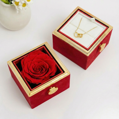 Eternal Flower Box with Hidden Engraved Necklace