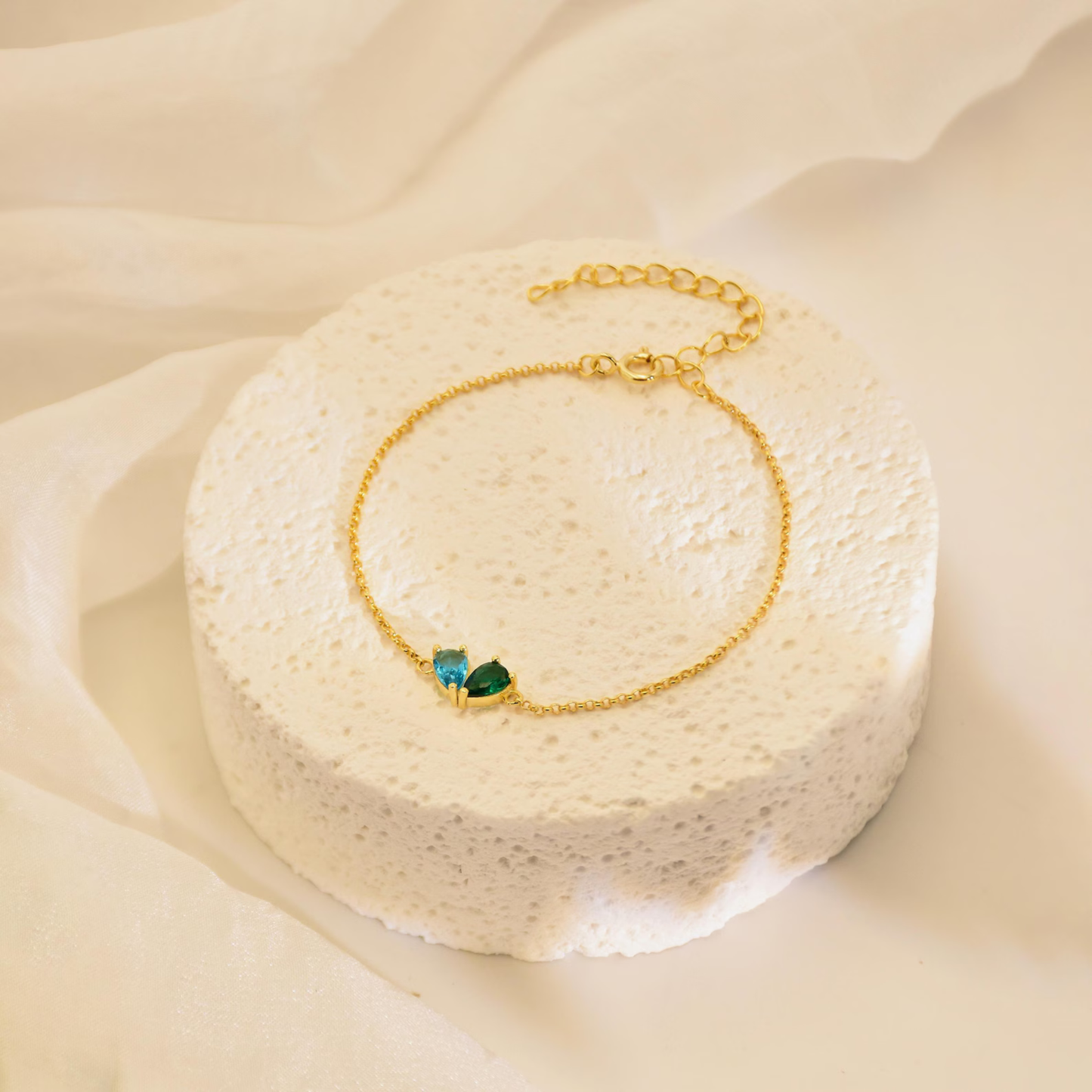 Custom Double Birthstone Heart Bracelet